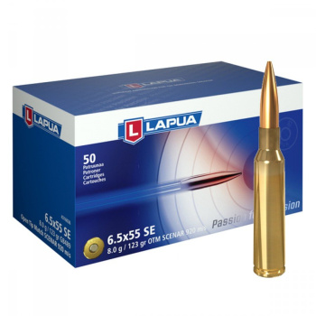 Puškové náboje 6,5 x 55 SE Open Tip Match SCENAR, 123 gr, 50 ks, Lapua