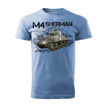 Tričko Tank M4 Sherman, Striker, modré, 2XL