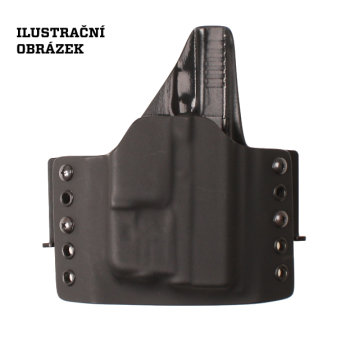 Kydex pouzdro pro Glock 17/22/31 + Streamlight TLR-1, poloviční sweatguard, vnější pravé, černé, průvlek 45mm, RH Holsters