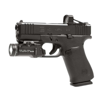 Pistole Glock 43X MOS, 9 mm Luger, svítilna Streamlight TLR-7 Sub, kolimátor RMSc Shield Optic