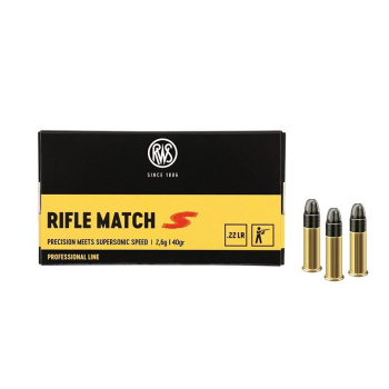 Malorážkové náboje 22 LR Rifle Match S, 40 gr, 50 ks, RWS