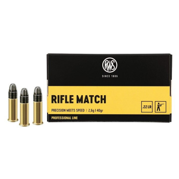 Malorážkové náboje 22 LR Rifle Match, 40 gr, 50 ks, RWS