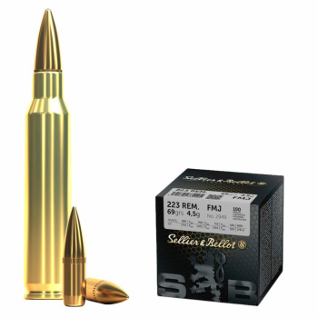 Puškové náboje 223 Rem. FMJ, 69 gr, 100 ks, Sellier & Bellot