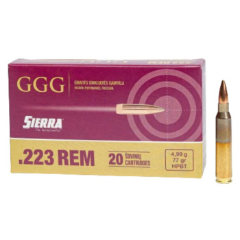 Puškové náboje 223 Rem. HPBT Nosler, 77 gr, 20 ks, GGG