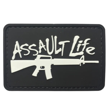 PVC nášivka Assault Life, Černá
