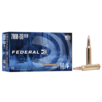 Kulové náboje, 7mm-08 Rem, Power Shok, 150 GR, JSP, Sierra Pro Hunter, 20 ks, Federal