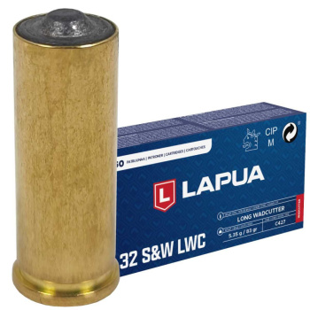 Pistolové náboje .32 S&W Long WC, 50 ks, Lapua