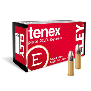 Malorážkové náboje 22 LR Tenex Pistol, LRN, 40 gr (2,56 g), 50 ks, Eley