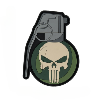 3D PVC nášivka "Granát s punisher lebkou", 101 INC
