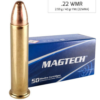 Malorážkové náboje 22 WMR FMJ, 40 gr, 50 ks, Magtech