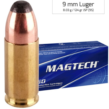 Náboje 9 mm Luger JSP, 124 gr, 50 ks, Magtech