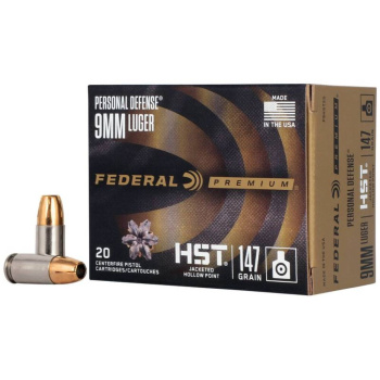 Pistolové náboje 9 mm Luger Premium Personal Defense, 147GR (9,5g), HST JHP, Subsonic, 20ks, Federal