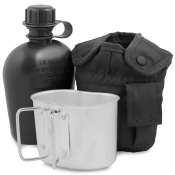 Polní láhev U.S.Army s pouzdrem a pítkem, černá, 1 L, Mil-Tec