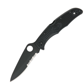 Nůž Spyderco Endura 4, kombo černé ostří, černá rukojeť FRN