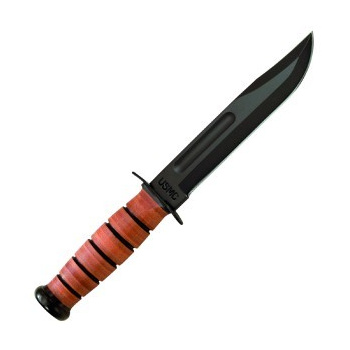 Vojenský nůž Ka-Bar USMC, hladké ostří, kožené pouzdro