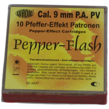 Pepper Flash Nonivamid náboj do plynové pistole, 9. mm P.A.K., 10 ks, Wadie