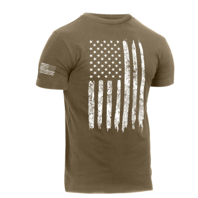 Tričko Distressed US Flag Athletic Fit, Rothco, coyote, M