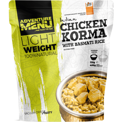 Vakuově sušené jídlo - Kuře Korma s rýží basmati - Lightweight, 110 g, Adventure Menu