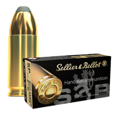 Pistolové náboje 9 mm Luger SP, 124 gr, 50 ks, Sellier & Bellot