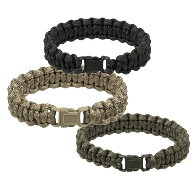 Paracordový survival náramek Mil-Tec 15 mm, černý, 20 cm
