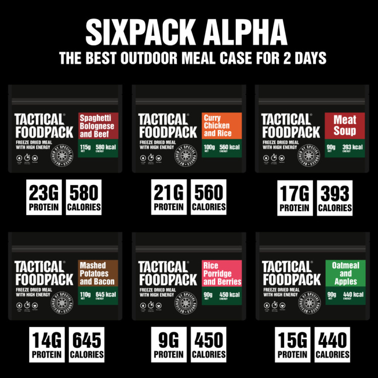 Set 6x MRE dehydrovaného jídla - Tactical Six Pack Alpha, Tactical Foodpack