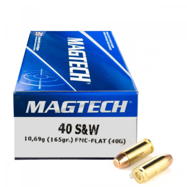 Pistolové náboje 40 S&amp;W FMJ Flat, 165 gr, 50 ks, Magtech