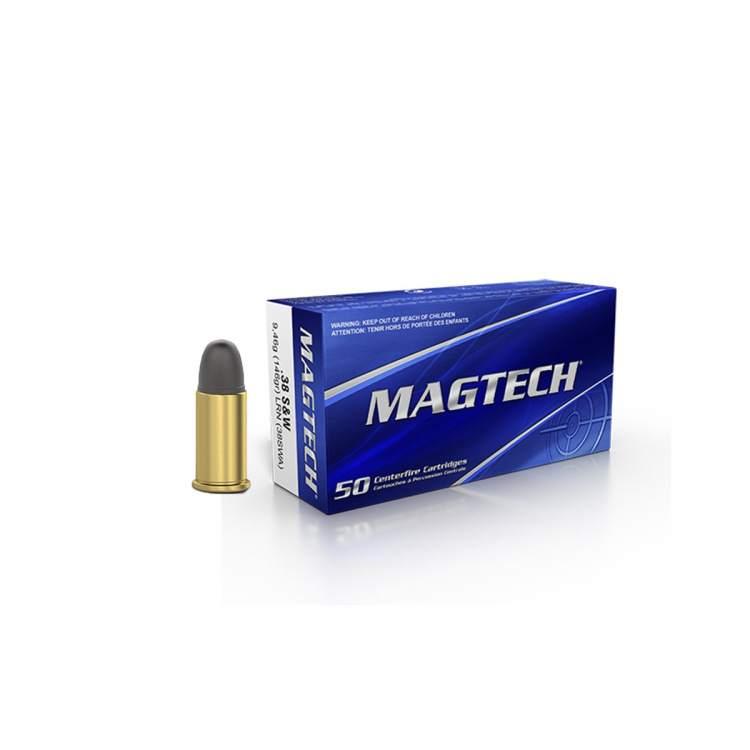 Revolverové náboje 38 S&amp;W LRN, 146 gr, 50 ks, Magtech