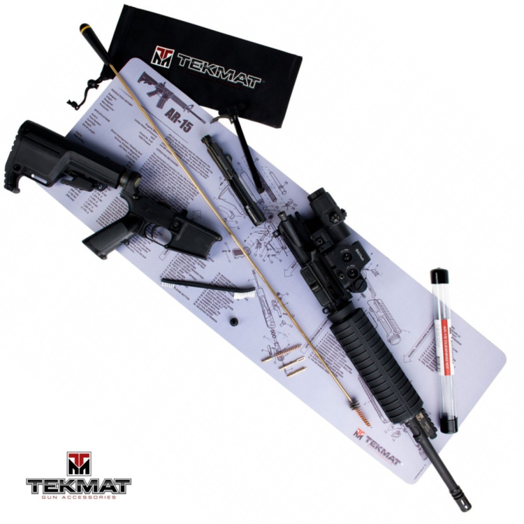TekMat Combo podložka AR15 šedá + sada čištění AR15