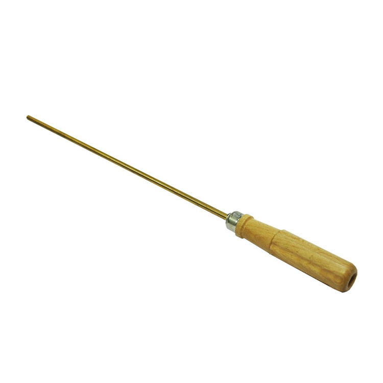 Mosazná vytěráková tyč 5 mm s otočnou dřevěnou rukojetí,25 cm, vnitřní závit M4S