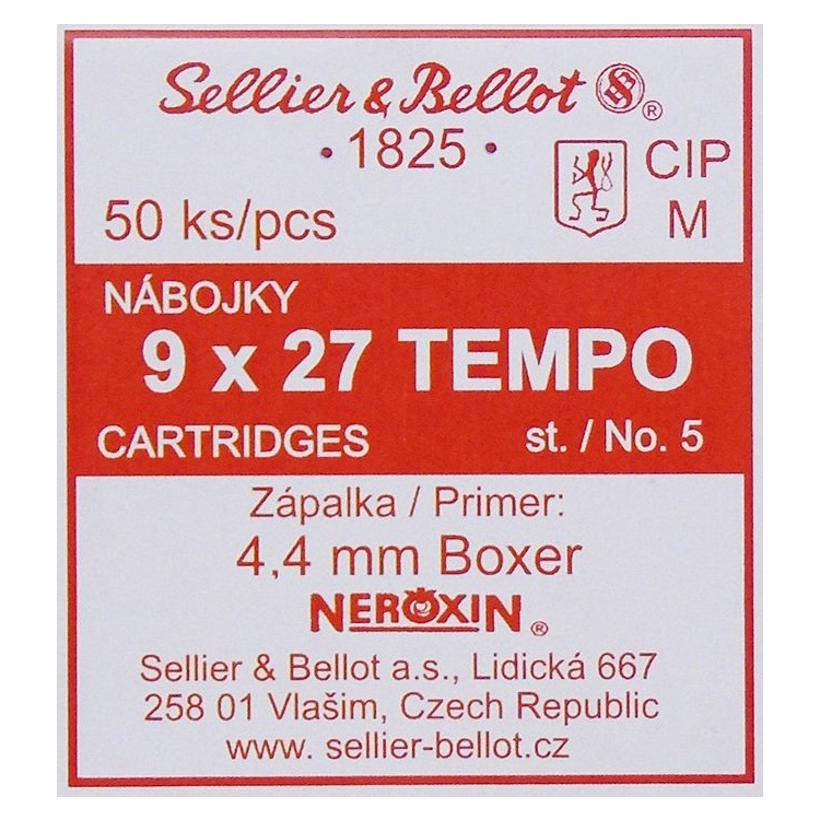 Jateční náboje 9/27 TEMPO, 50 ks, Sellier &amp; Bellot