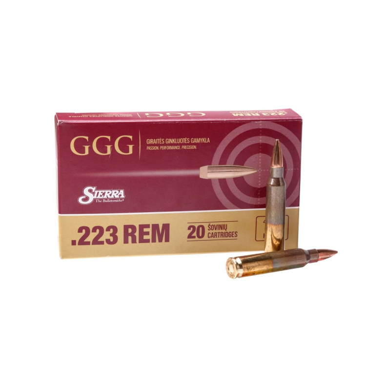 Puškové náboje 223 Rem. Sierra MatchKing HPBT, 69 gr, 20 ks, GGG