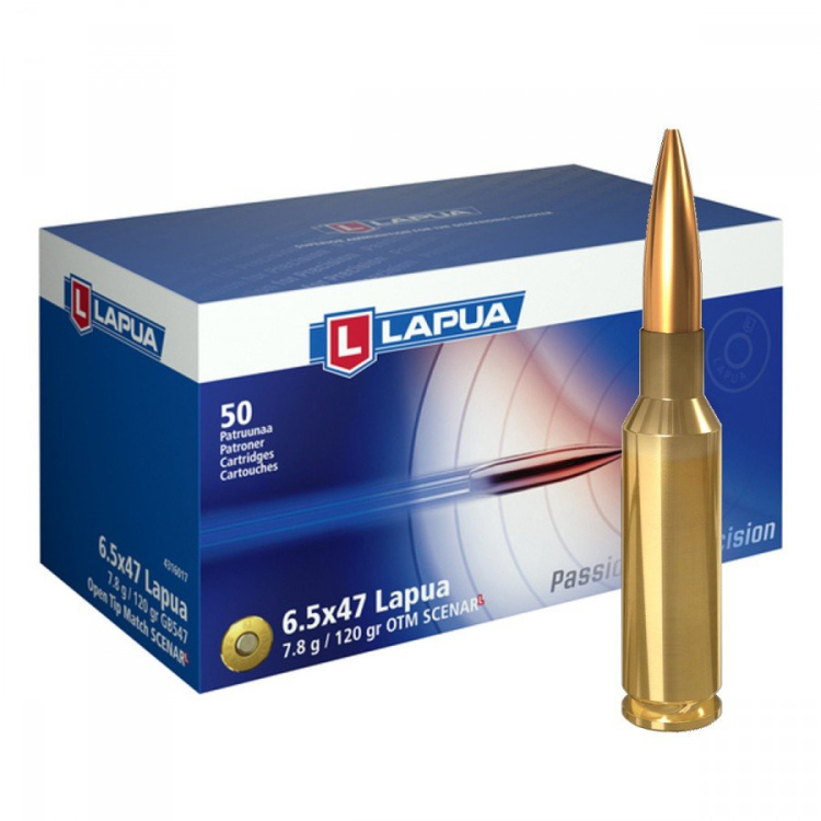Puškové náboje 6,5 x 47 Lapua Open Tip Match SCENAR-L, 120 gr, 50 ks, Lapua
