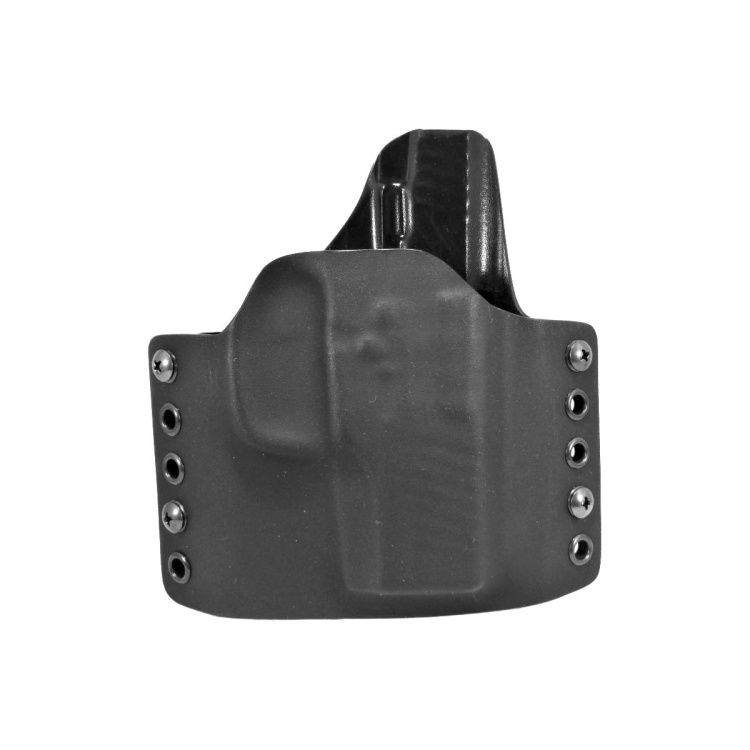 Kydex pouzdro Glock 43X s railem, pravé, černé, poloviční sweatguard, průvlek 40 mm, RH Holsters