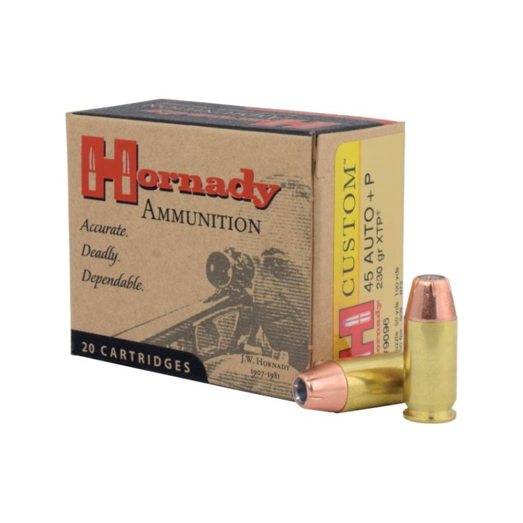 Pistolové náboje 45 Auto +P JHP/ XTP eXtreme Terminal Performace, 230 gr, 20 ks, Hornady