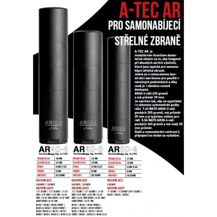 Tlumič AR 30-4, pro ráže do .223 (5,56 mm), A-TEC