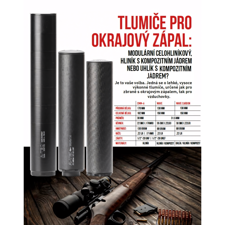 Tlumič Wave pro malorážky, ráže .22 LR, A-TEC