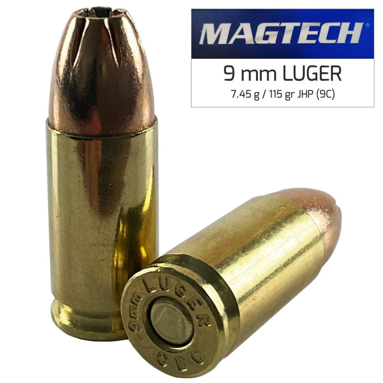 Pistolové náboje 9 mm Luger JHP, 115 gr, 50 ks, Magtech
