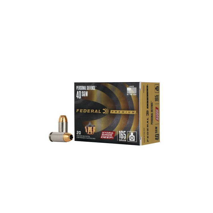 Pistolové náboje 40 S&amp;W Personal Defense Hydra Shok Deep JHP, 165 gr, 20 ks, Federal