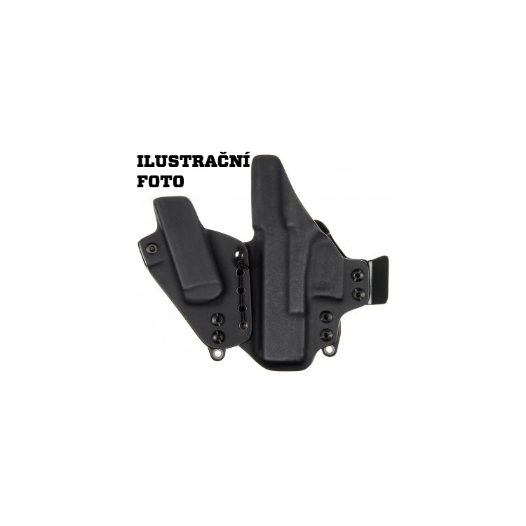 Vnitřní kydex pouzdro pro Glock 19 gen 5 + TLR-7A + zásobník, sweatguard plný, černé, plast. háky 40 mm, RH Holsters