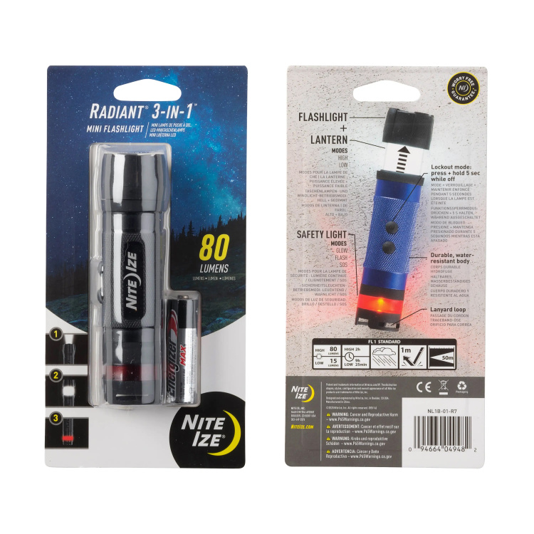 Multifunkční mini LED svítilna Radiant® 3v1, Nite Ize, černá