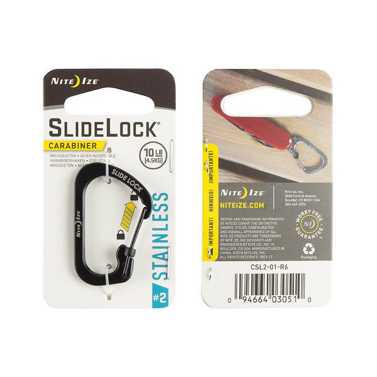 Ocelová karabina s pojistkou SlideLock Stainless Steel, Nite Ize