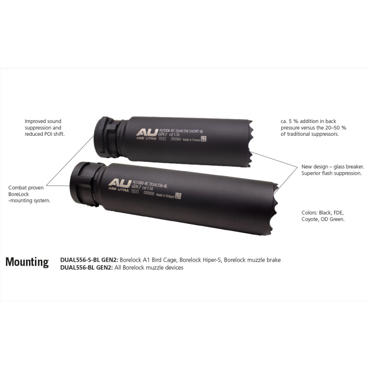 Tlumič DUAL556-S-BL, Gen. 2, 223 Rem, BoreLock, Ase Utra, Ase Utra