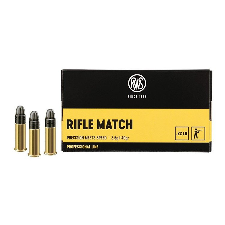 Malorážkové náboje 22 LR Rifle Match, 40 gr, 50 ks, RWS