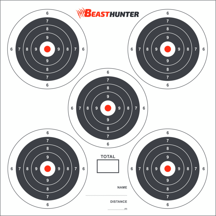 Terče 5-target, Beast Hunter, 14x14 cm, 100ks