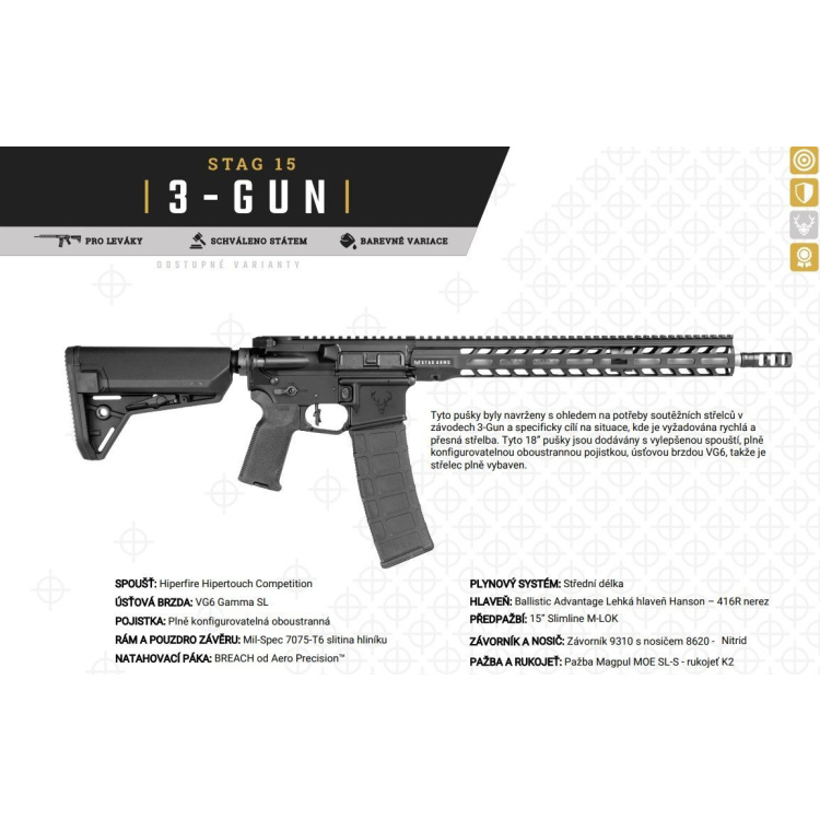 Samonabíjecí puška Stag Arms STAG 15 3-Gun, 223 Rem., 16″