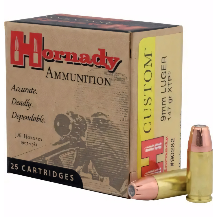 Pistolové náboje 9 mm Luger JHP/ XTP Custom, Hornady, 147 gr, 25 ks