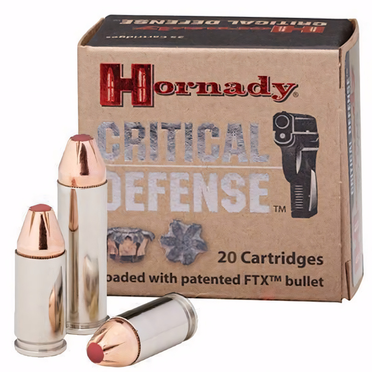 Pistolové náboje 45 Auto FTX Critical Defense, 185 gr, 20 ks, Hornady
