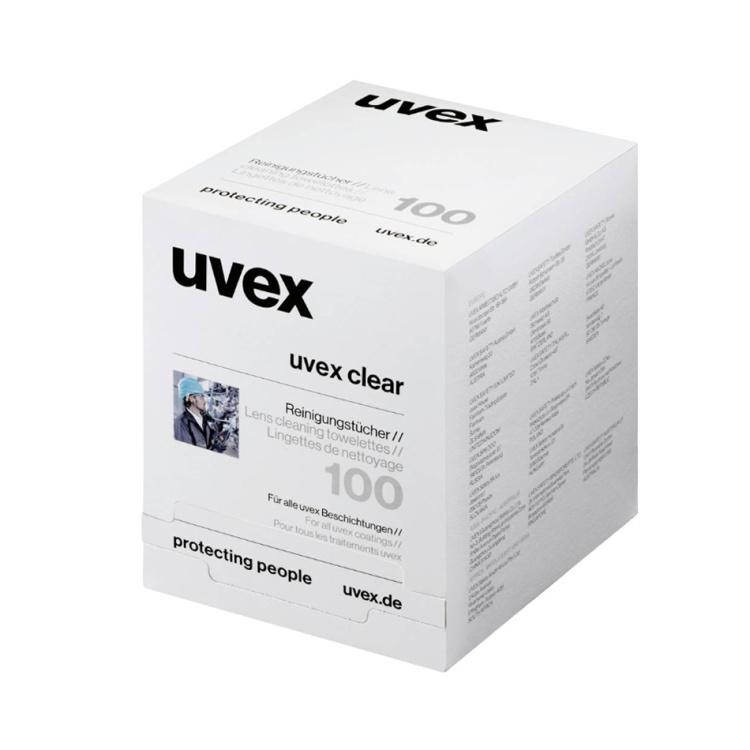 Papírky čistící vlhčené, balení 100 ks, Uvex