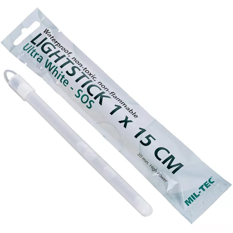 Svíticí tyčinka Lightstick, 1 x 15 cm, 30 min, ultra bílá, Mil-Tec