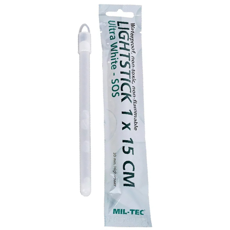 Svíticí tyčinka Lightstick, 1 x 15 cm, 30 min, ultra bílá, Mil-Tec